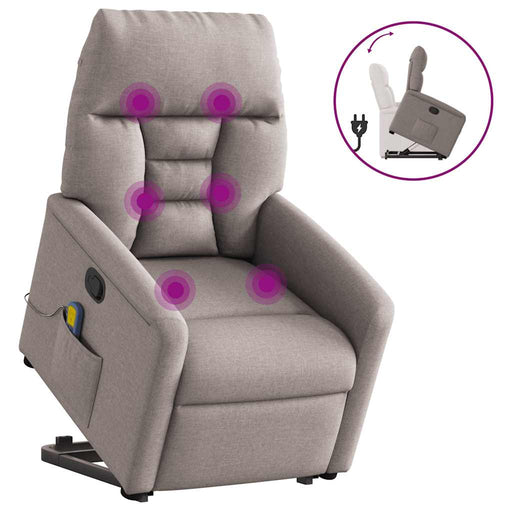 Fotoliu rabatabil de masaj cu ridicare, gri taupe, textil - WALTI WALTI