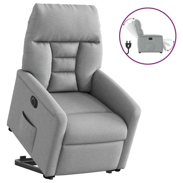 Fotoliu electric rabatabil cu ridicare, gri deschis, textil WALTI