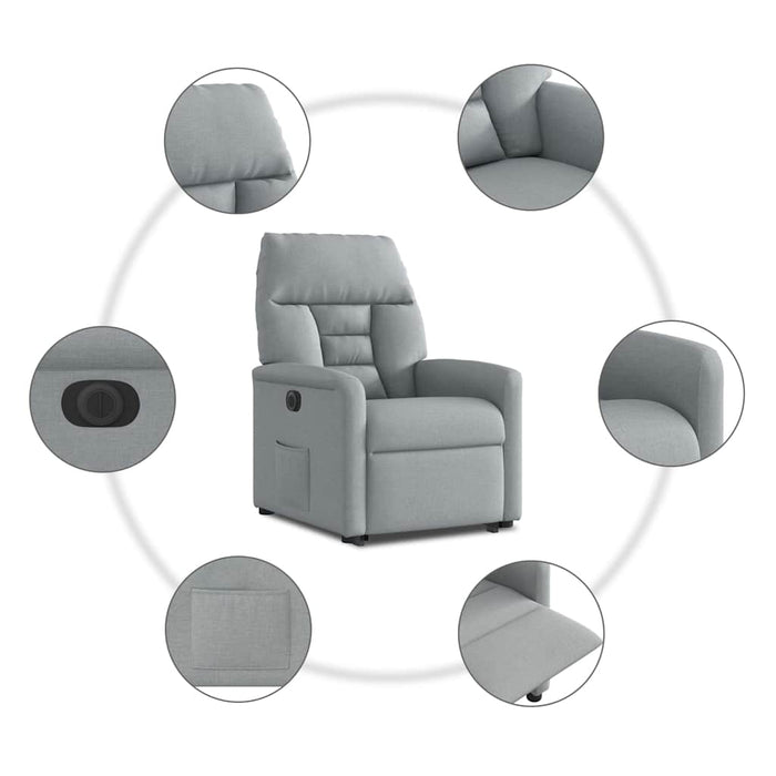 Fotoliu electric rabatabil cu ridicare, gri deschis, textil WALTI