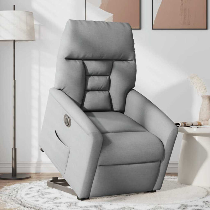 Fotoliu electric rabatabil cu ridicare, gri deschis, textil WALTI