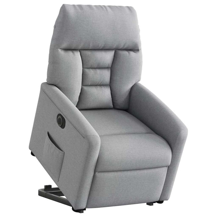 Fotoliu electric rabatabil cu ridicare, gri deschis, textil WALTI