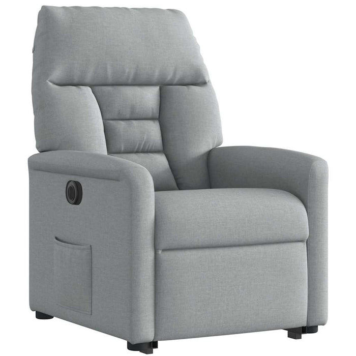 Fotoliu electric rabatabil cu ridicare, gri deschis, textil WALTI
