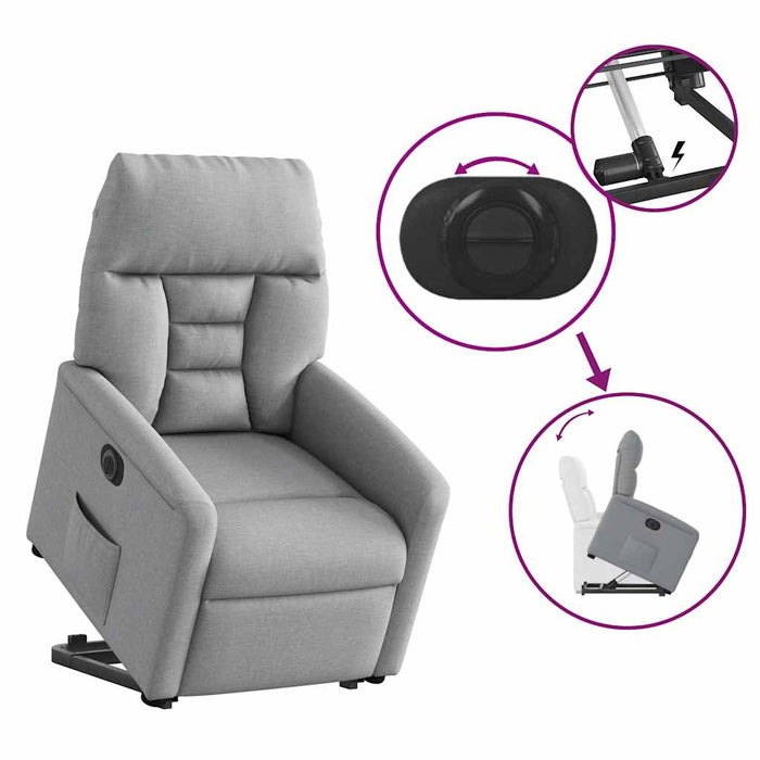 Fotoliu electric rabatabil cu ridicare, gri deschis, textil WALTI