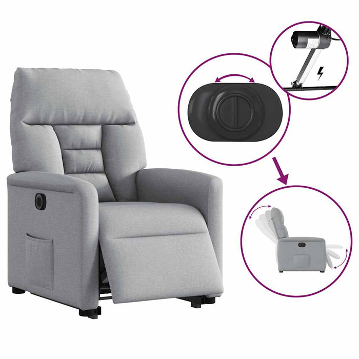 Fotoliu electric rabatabil cu ridicare, gri deschis, textil WALTI