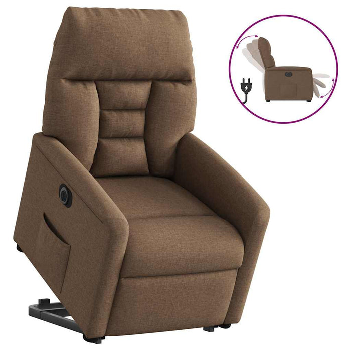 Fotoliu electric rabatabil cu ridicare, maro, textil - WALTI WALTI