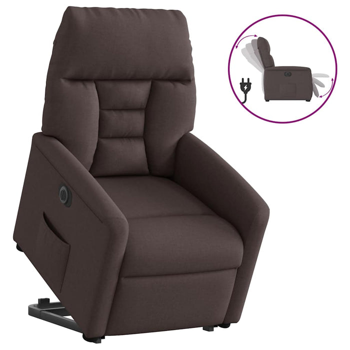 Fotoliu electric rabatabil cu ridicare, maro închis, textil - WALTI WALTI