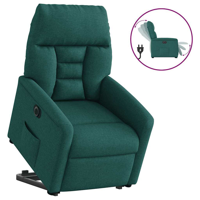 Fotoliu electric rabatabil cu ridicare, verde închis, textil WALTI