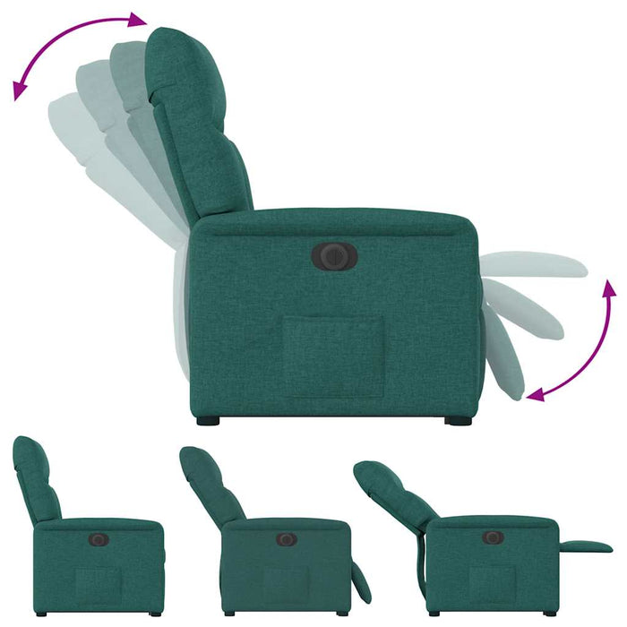 Fotoliu electric rabatabil cu ridicare, verde închis, textil WALTI