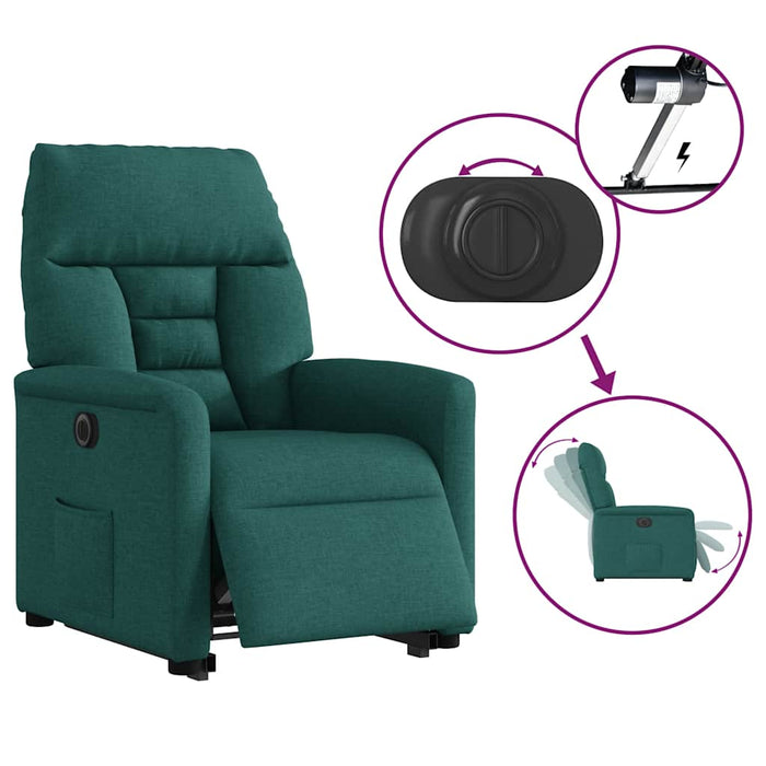 Fotoliu electric rabatabil cu ridicare, verde închis, textil WALTI