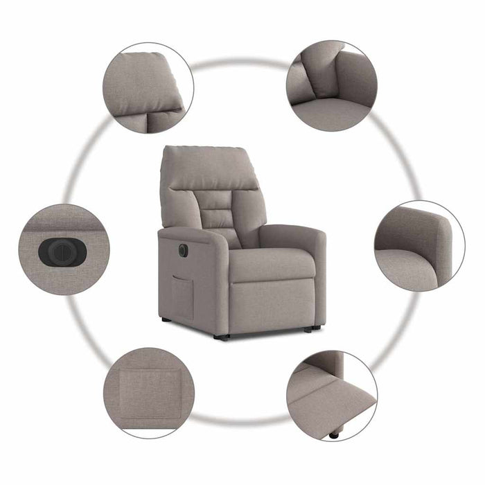 Fotoliu electric rabatabil cu ridicare, gri taupe, textil - WALTI WALTI