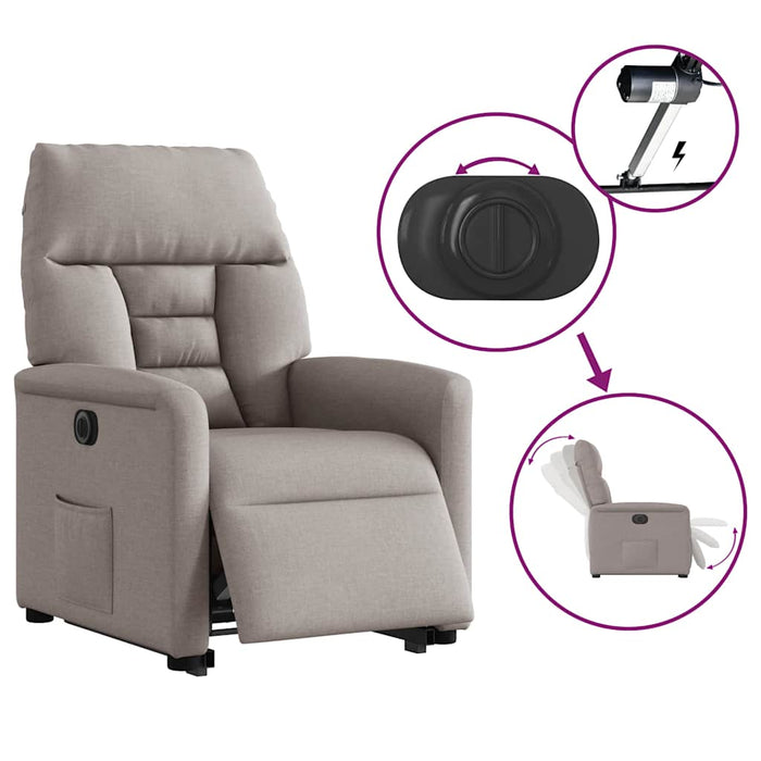 Fotoliu electric rabatabil cu ridicare, gri taupe, textil - WALTI WALTI