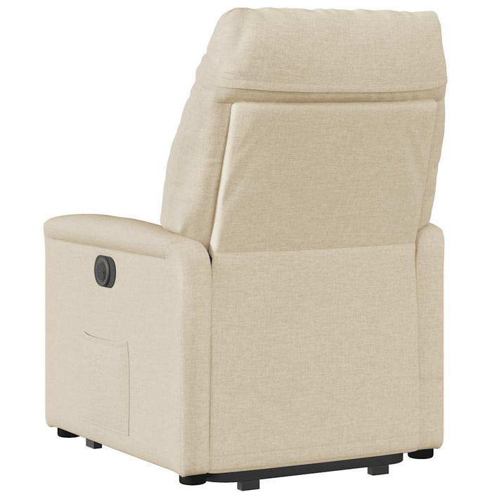 Fotoliu electric rabatabil cu ridicare, crem, textil WALTI