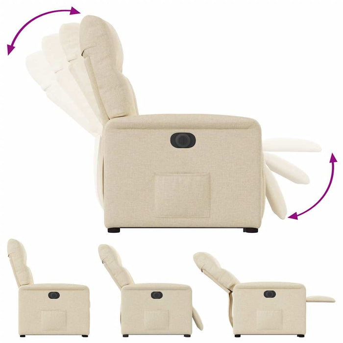 Fotoliu electric rabatabil cu ridicare, crem, textil WALTI
