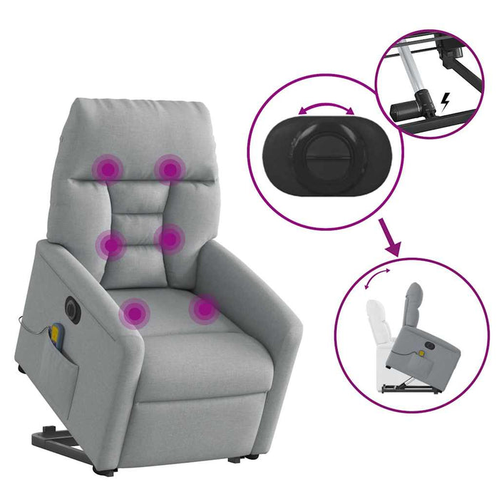 Fotoliu electric masaj rabatabil cu ridicare, gri închis textil - WALTI WALTI