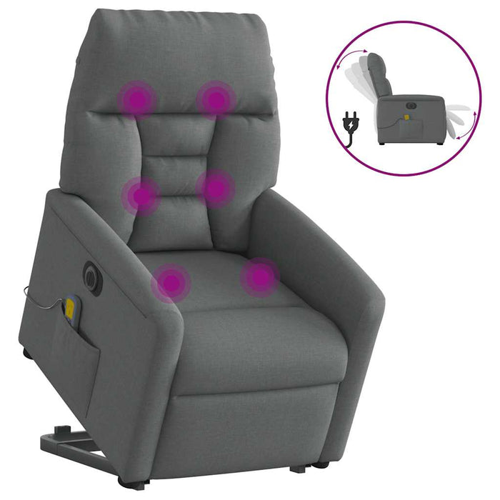 Fotoliu electric masaj rabatabil cu ridicare, gri închis textil - WALTI WALTI