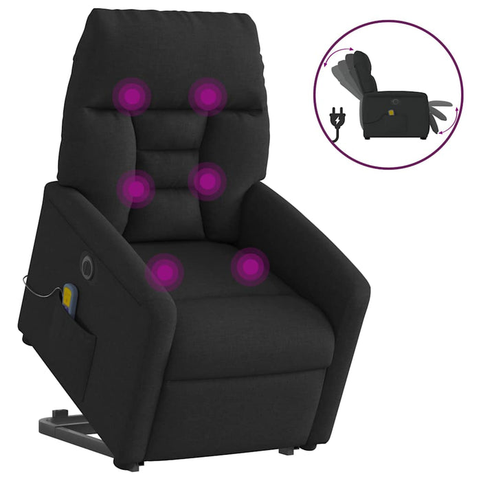 Fotoliu electric de masaj rabatabil cu ridicare, negru, textil - WALTI WALTI