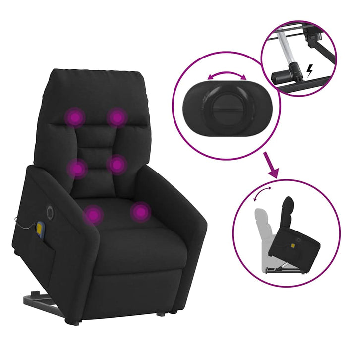 Fotoliu electric de masaj rabatabil cu ridicare, negru, textil - WALTI WALTI