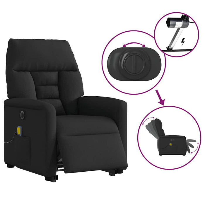 Fotoliu electric de masaj rabatabil cu ridicare, negru, textil - WALTI WALTI