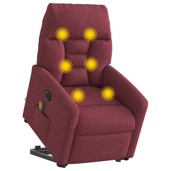 Fotoliu de masaj electric rabatabil cu ridicare roșu vin textil - WALTI WALTI