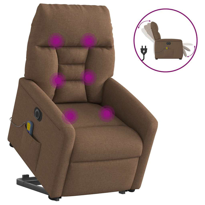 Fotoliu electric de masaj rabatabil cu ridicare, maro, textil WALTI