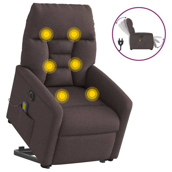 Fotoliu electric masaj rabatabil cu ridicare maro închis textil - WALTI WALTI