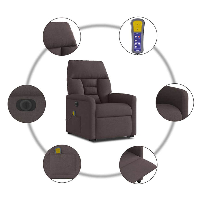 Fotoliu electric masaj rabatabil cu ridicare maro închis textil - WALTI WALTI