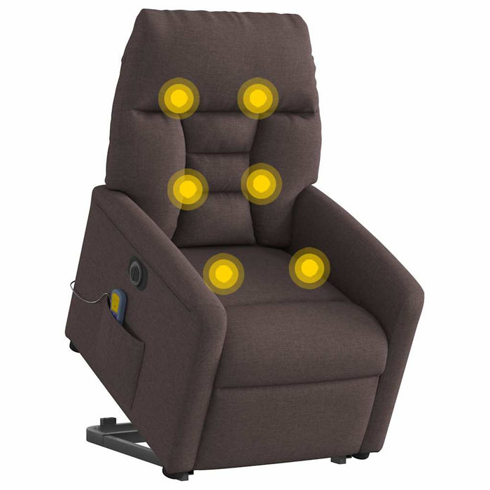 Fotoliu electric masaj rabatabil cu ridicare maro închis textil - WALTI WALTI