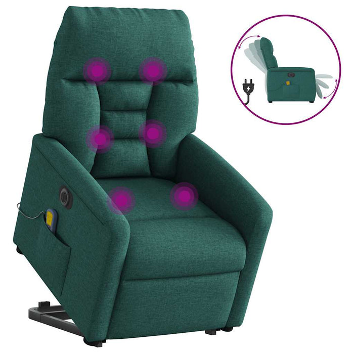 Fotoliu electric masaj rabatabil / ridicare verde închis textil - WALTI WALTI