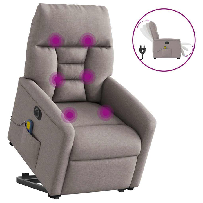 Fotoliu electric masaj rabatabil cu ridicare, gri taupe, textil - WALTI WALTI