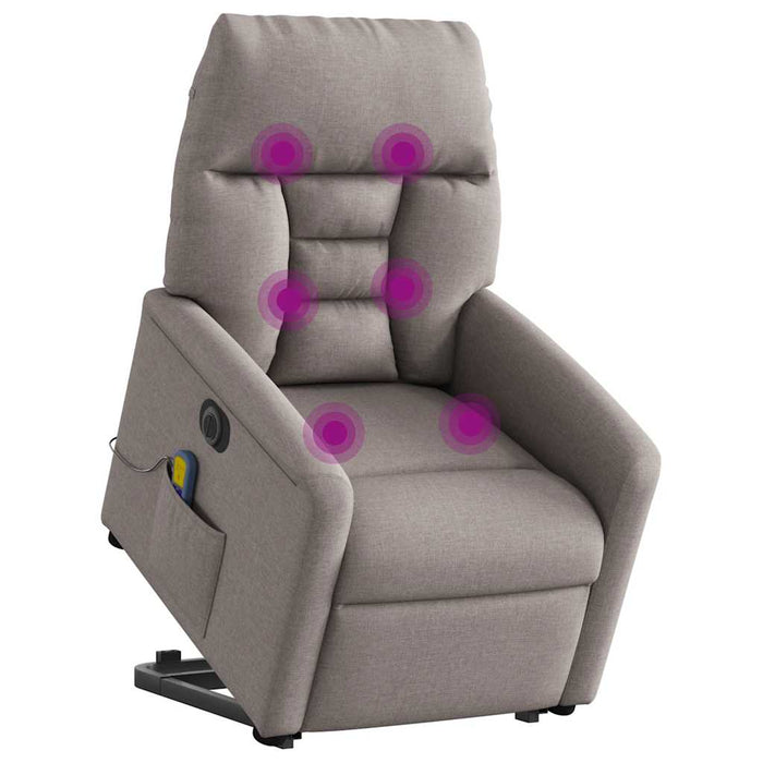 Fotoliu electric masaj rabatabil cu ridicare, gri taupe, textil - WALTI WALTI