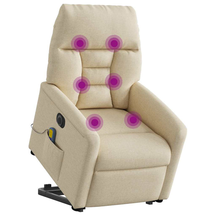Fotoliu electric de masaj rabatabil cu ridicare, crem, textil - WALTI WALTI