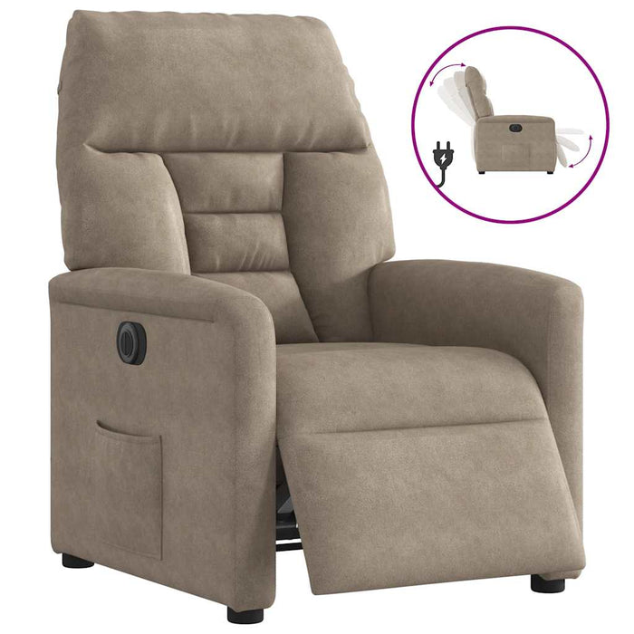 Fotoliu rabatabil electric, gri taupe, microfibră - WALTI WALTI