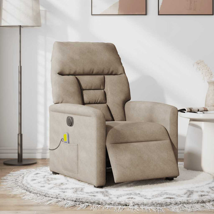 Fotoliu de masaj rabatabil electric, gri taupe, microfibră WALTI