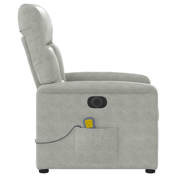 Fotoliu de masaj rabatabil electric, gri deschis, microfibră WALTI