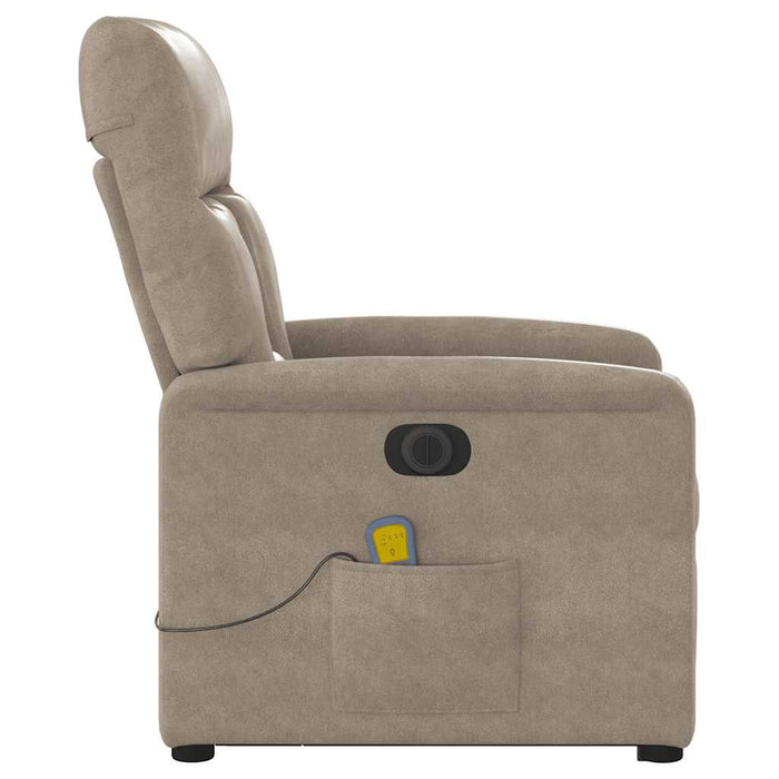 Fotoliu masaj rabatabil electric cu ridicare, taupe, microfibră WALTI