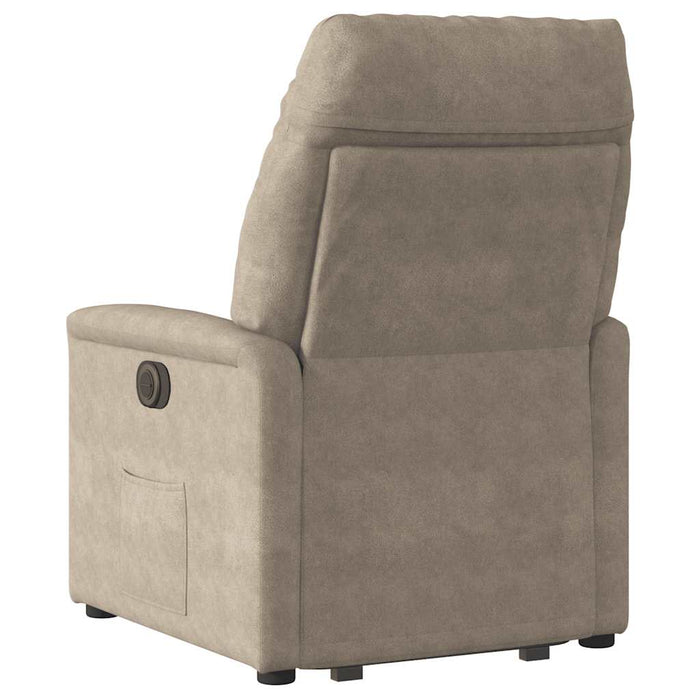 Fotoliu masaj rabatabil electric cu ridicare, taupe, microfibră WALTI