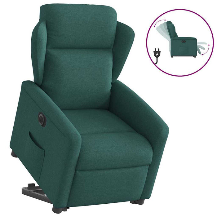 Fotoliu electric rabatabil cu ridicare, verde închis, textil WALTI