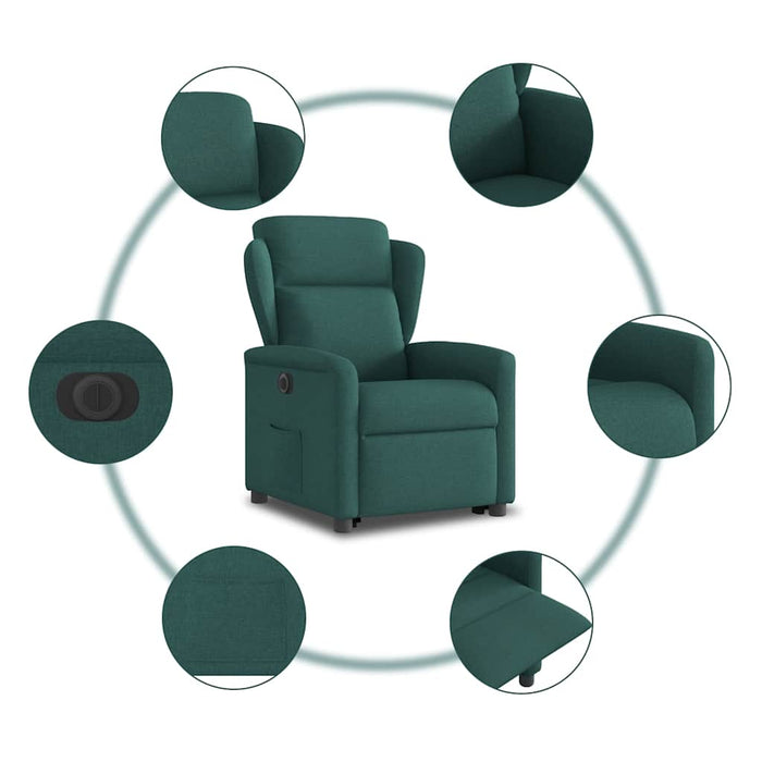 Fotoliu electric rabatabil cu ridicare, verde închis, textil WALTI