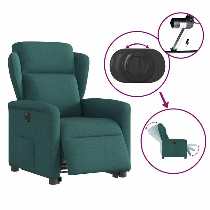 Fotoliu electric rabatabil cu ridicare, verde închis, textil WALTI