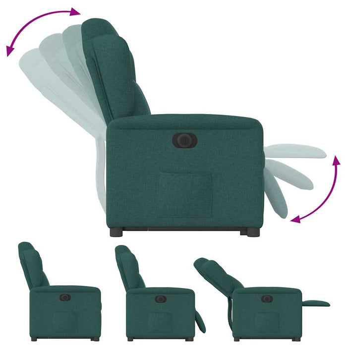 Fotoliu electric rabatabil cu ridicare, verde închis, textil WALTI