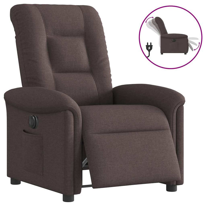 Fotoliu rabatabil electric, maro închis, material textil WALTI