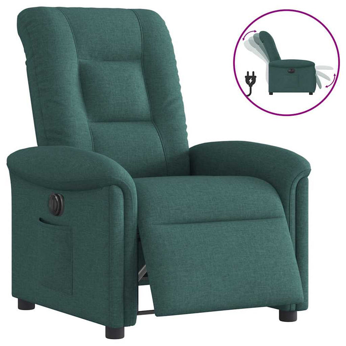 Fotoliu rabatabil electric, verde închis, material textil WALTI