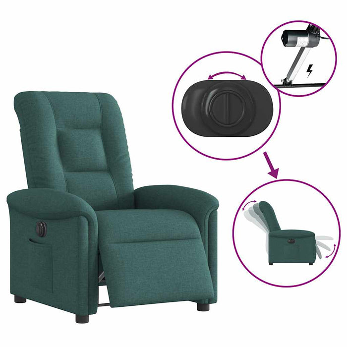Fotoliu rabatabil electric, verde închis, material textil WALTI