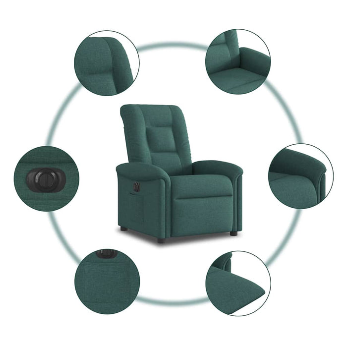 Fotoliu rabatabil electric, verde închis, material textil WALTI