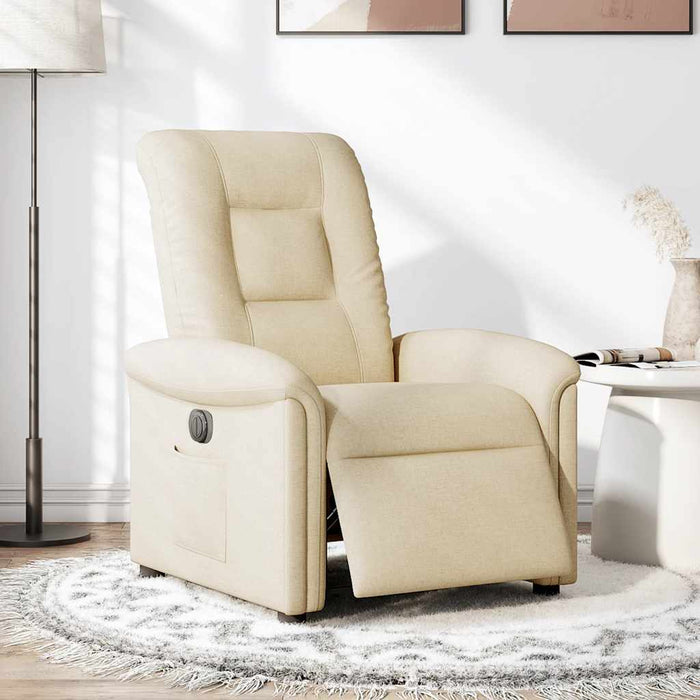 Fotoliu rabatabil electric, crem, material textil WALTI