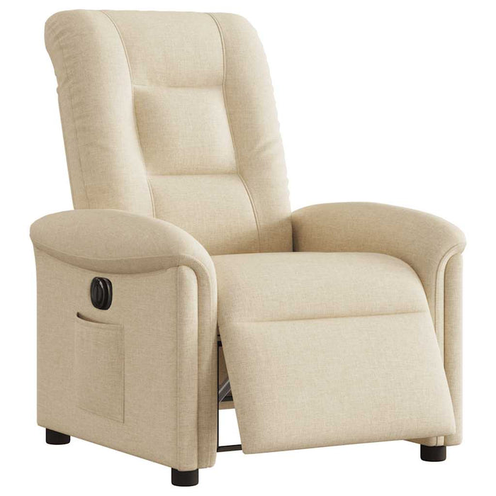 Fotoliu rabatabil electric, crem, material textil WALTI