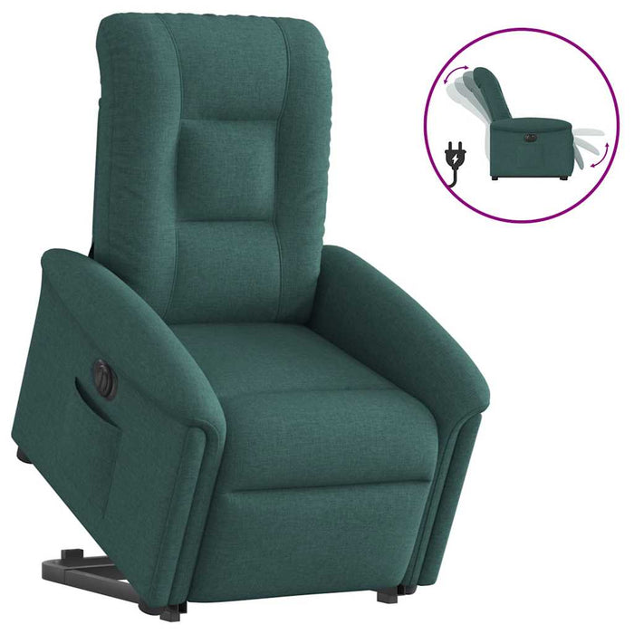 Fotoliu electric rabatabil cu ridicare, verde închis, textil WALTI