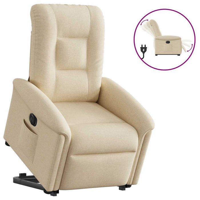 Fotoliu electric rabatabil cu ridicare, crem, textil WALTI