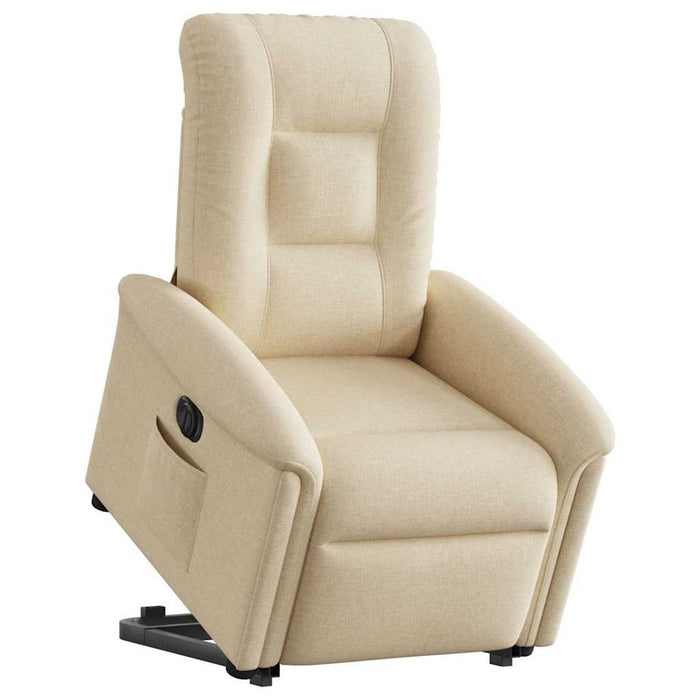 Fotoliu electric rabatabil cu ridicare, crem, textil WALTI
