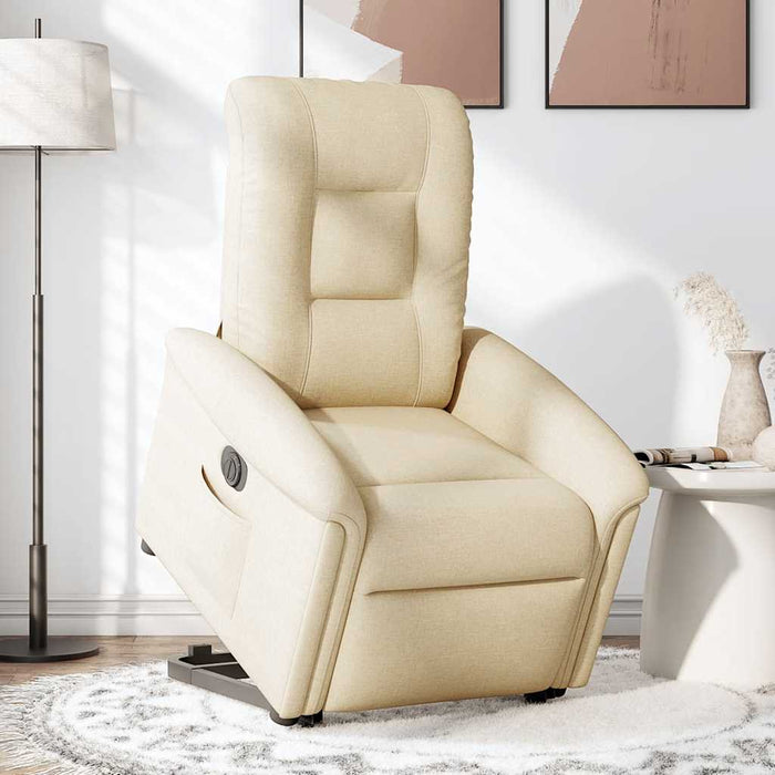 Fotoliu electric rabatabil cu ridicare, crem, textil WALTI
